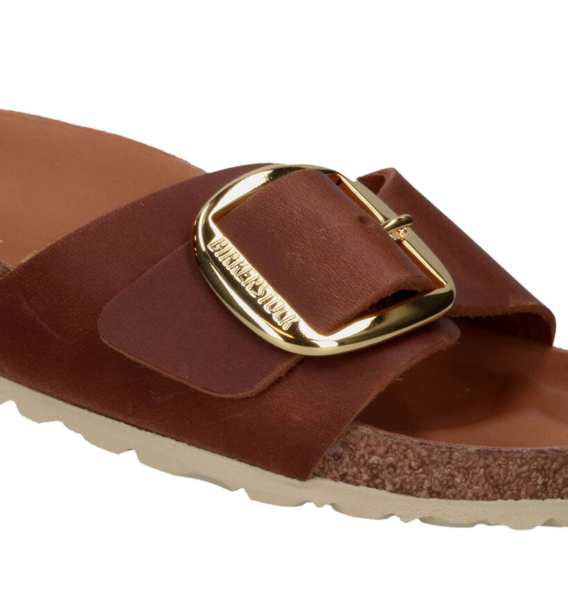 Birkenstock Madrid Big Buckle Cognac Slippers in kunstleer (322649)