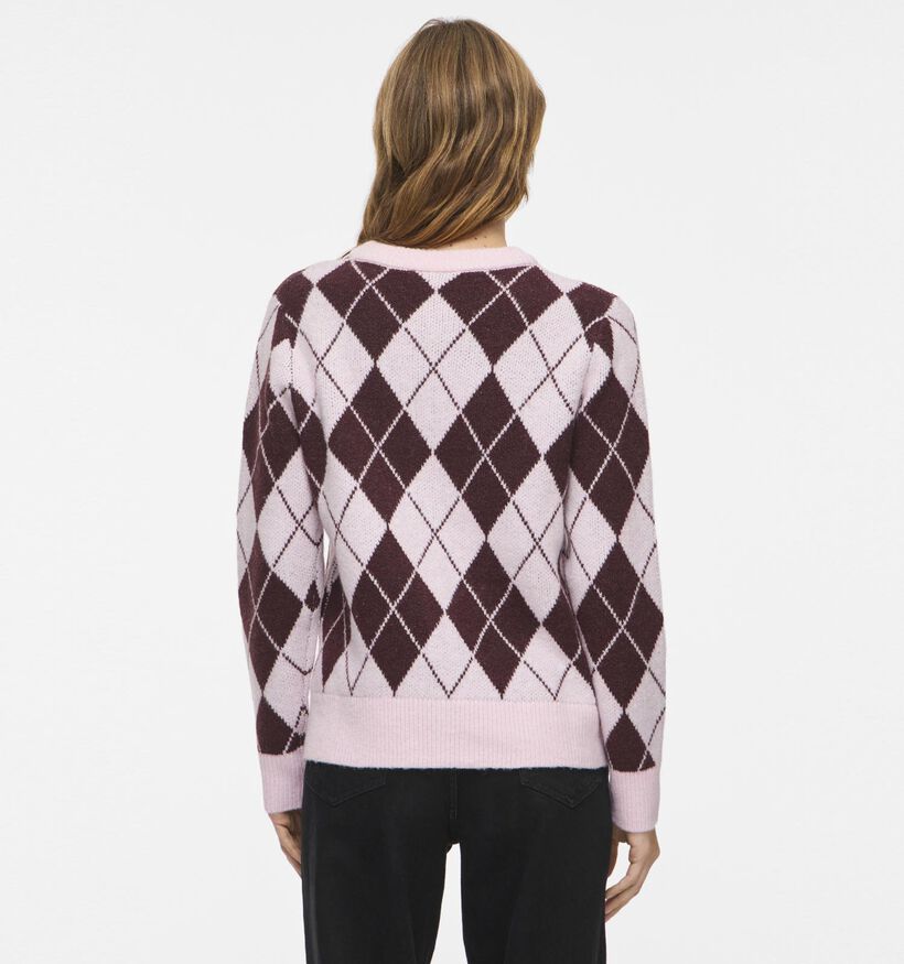 Vila Aggie Knit Argyle Gilet en Rose/Bordeaux pour femmes (379756)