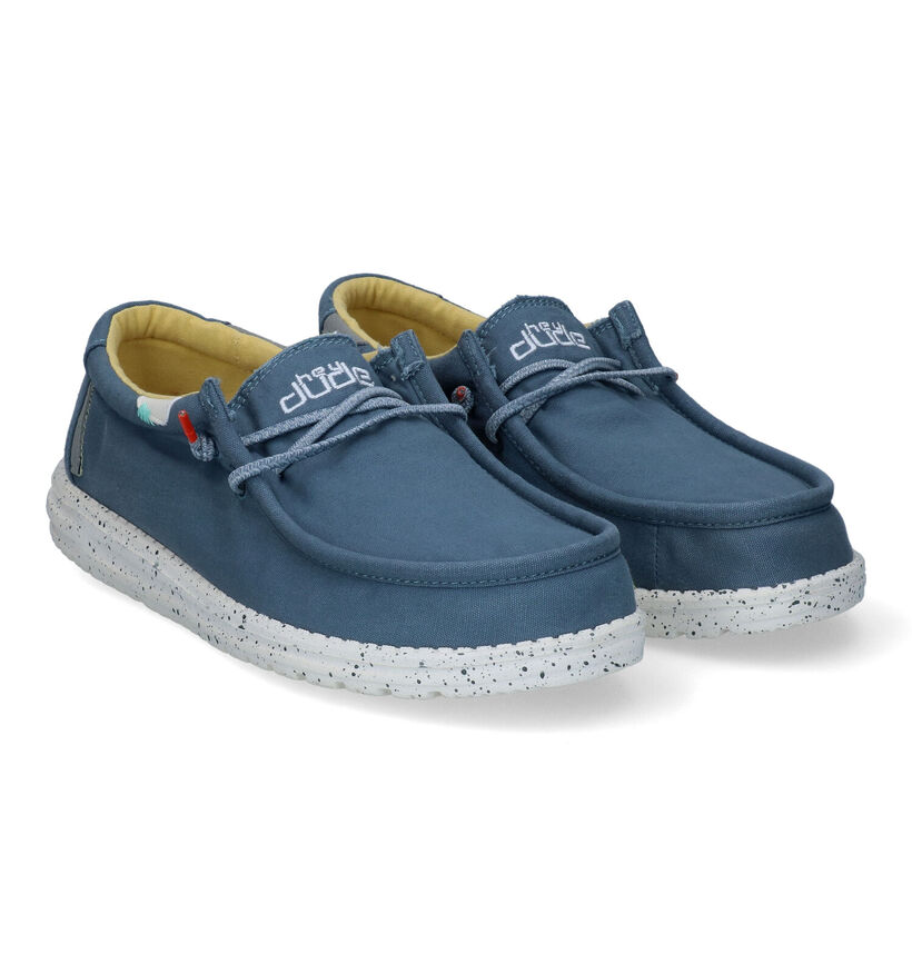 HEYDUDE Wally Washed Mocassins en Bleu en textile (303312)