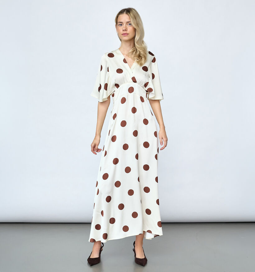 Sisters Point Gisela Robe mi-longue en Blanc/Brun pour femmes (382248)