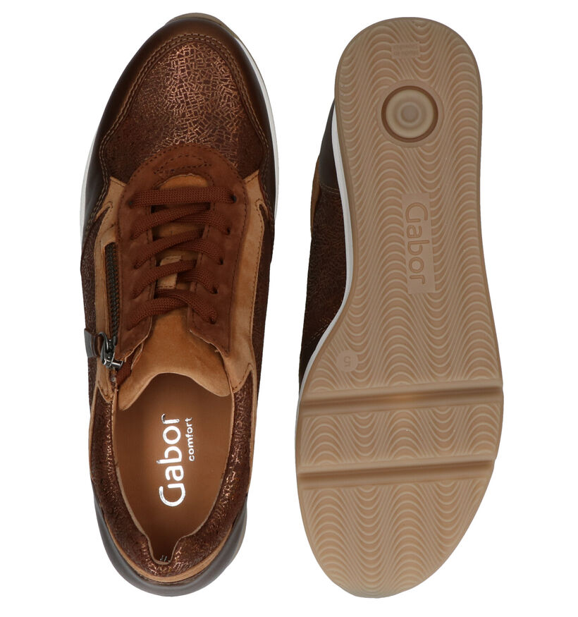 Gabor OptiFit Zwart/Bronzen Sneakers in leer (282470)