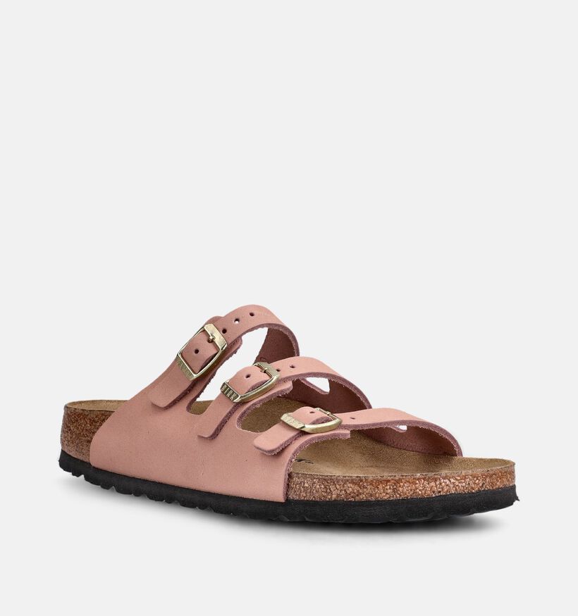 Birkenstock Florida Fresh Nubuk Roze Slippers voor dames (368216)
