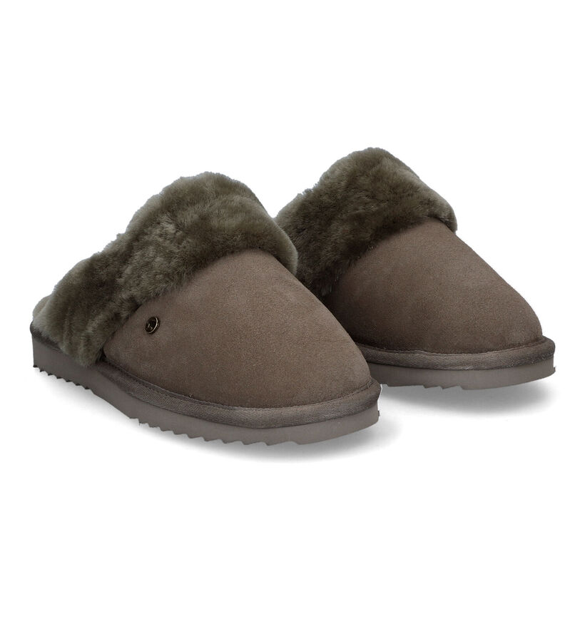 Warmbat Flurry Cognac Wollen Pantoffels voor dames (329908)