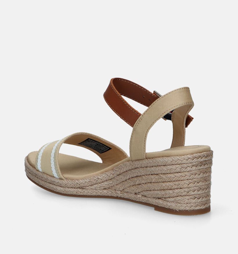 Tommy Hilfiger Webbing Wedge Sandales en Beige pour femmes (336403)