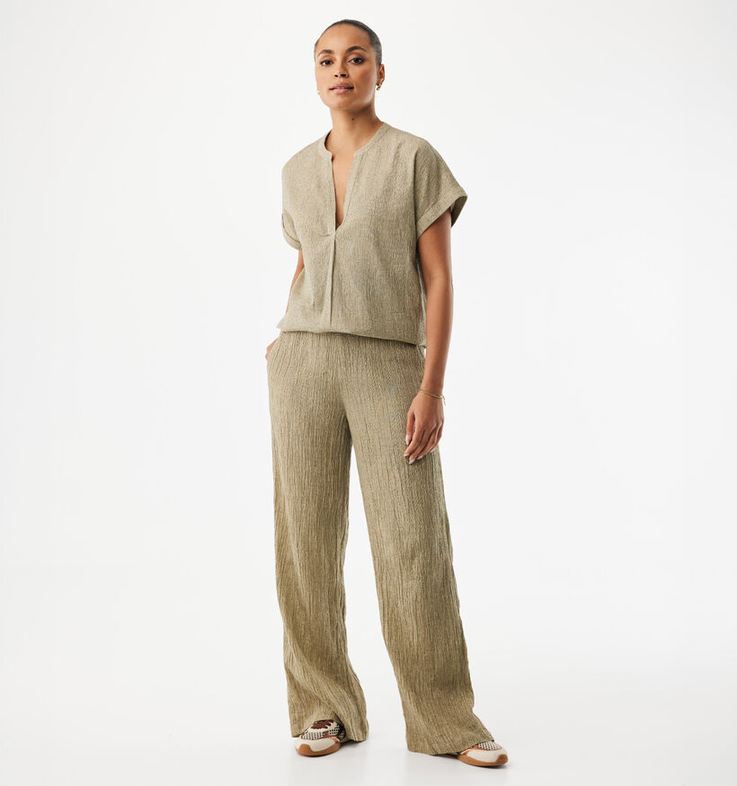 Mexx Crinkle Wide Leg Gouden Broek voor dames (368545)