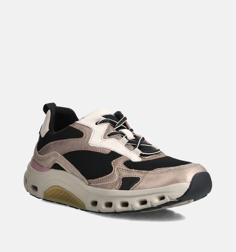 Gabor Rollingsoft Beige/Zwarte Sneakers voor dames (361601) - geschikt voor steunzolen