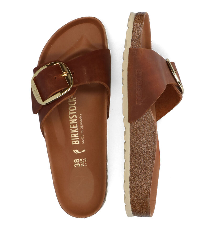 Birkenstock Madrid Big Buckle Cognac Slippers in kunstleer (322649)