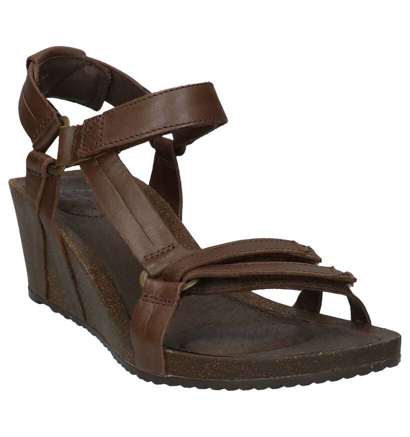 Sandalen met Sleehak Donkerbruin Teva Ysidro Universal in leer (212736)