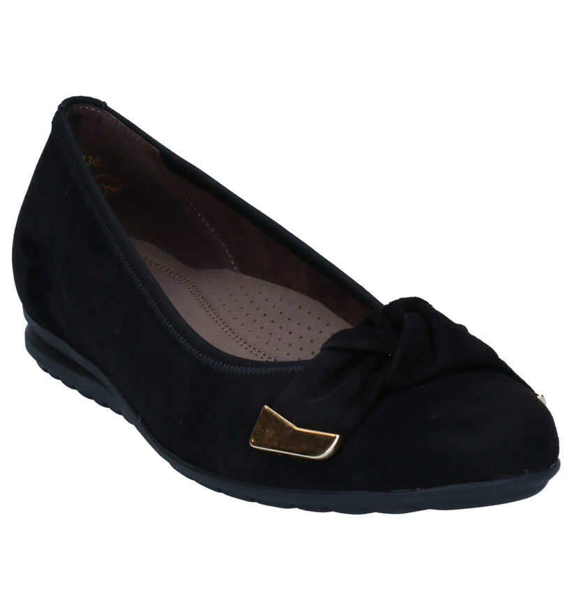 Gabor Easy Walking Zwarte Ballerina's in nubuck (282275)