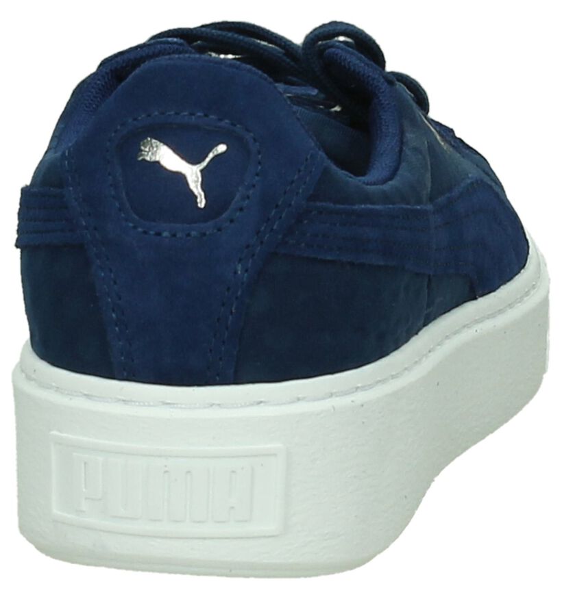 Puma Basket Platform Zwarte Sneakers in stof (199458)