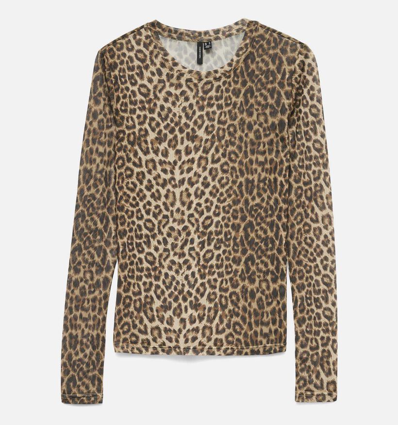 Vero Moda Lova Zwarte Mesh T-shirt Vero Moda Lova Leopard Bruine Mesh T-shirt voor dames (365679)