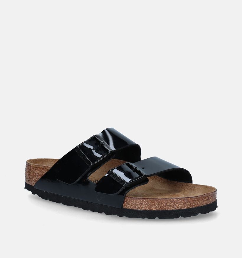 Birkenstock Arizona Birko Flor Patent Nu-pieds en Noir pour femmes (337969)