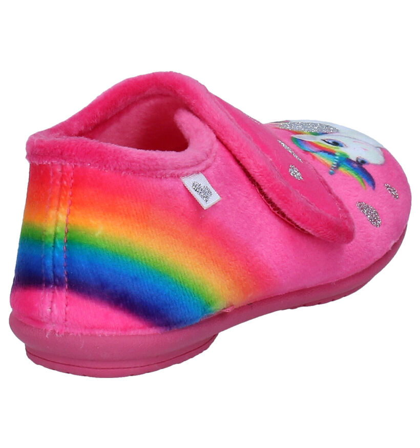 Milo & Mila Pantoufles fermées en Rose fuchsia en textile (278461)