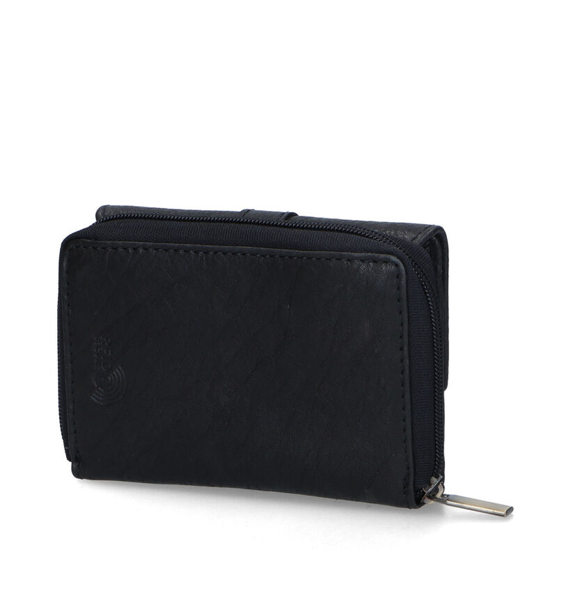 Euro-Leather Zwarte Overslagportemonnee voor dames (342547)