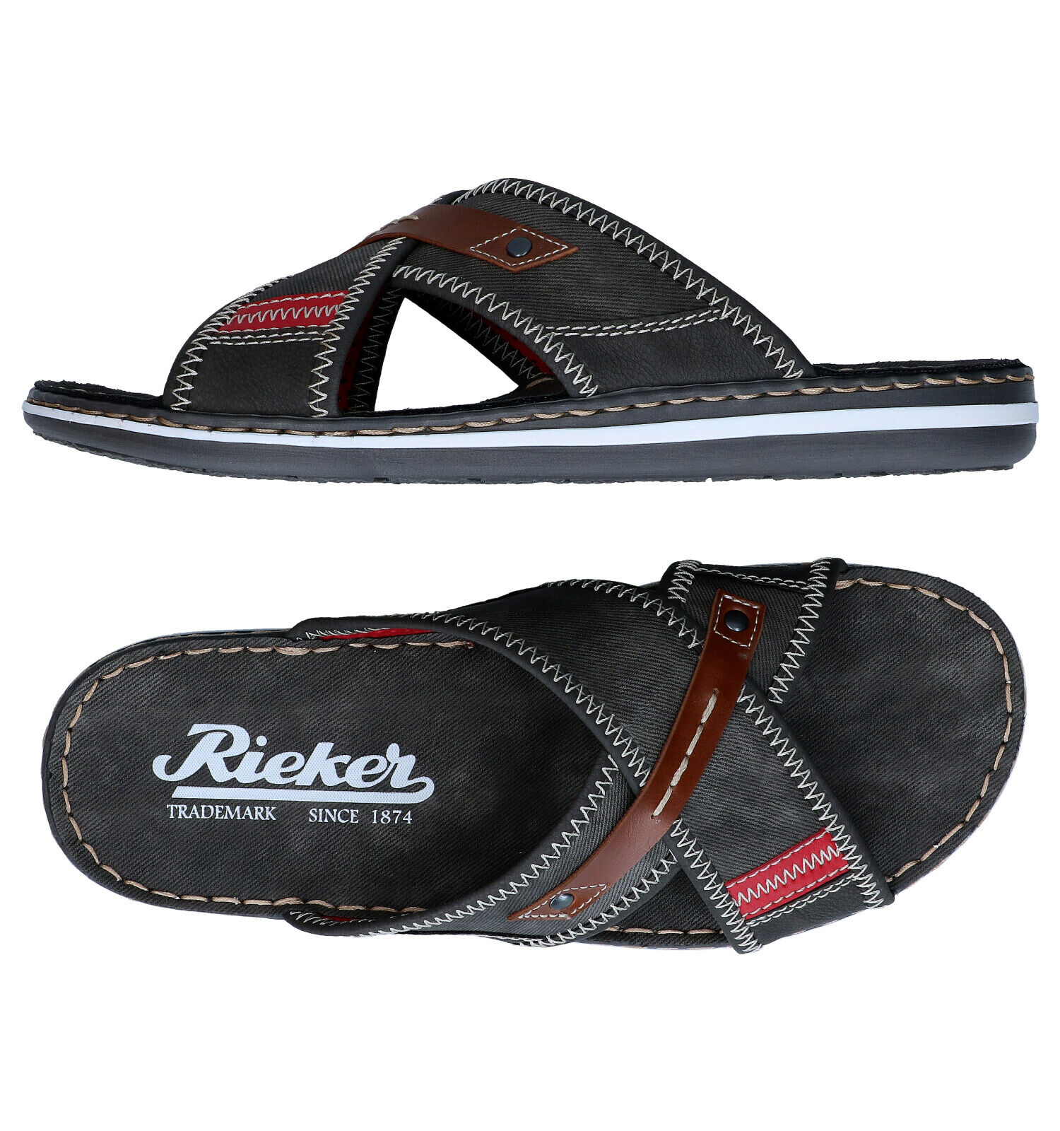 Rieker Grijze Slippers Heren Slippers Online op TORFS.BE