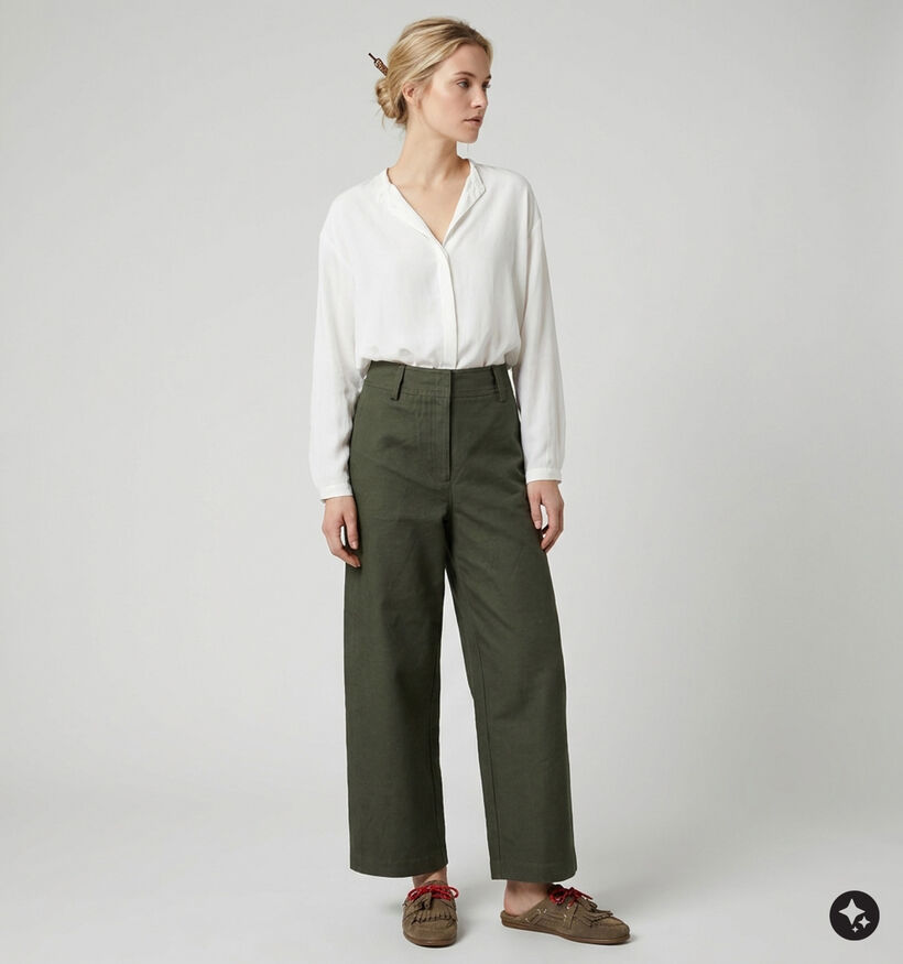 Vero Moda Sofia Barrel Pantalon classique en Vert fonc&eacute; pour femmes (377636)