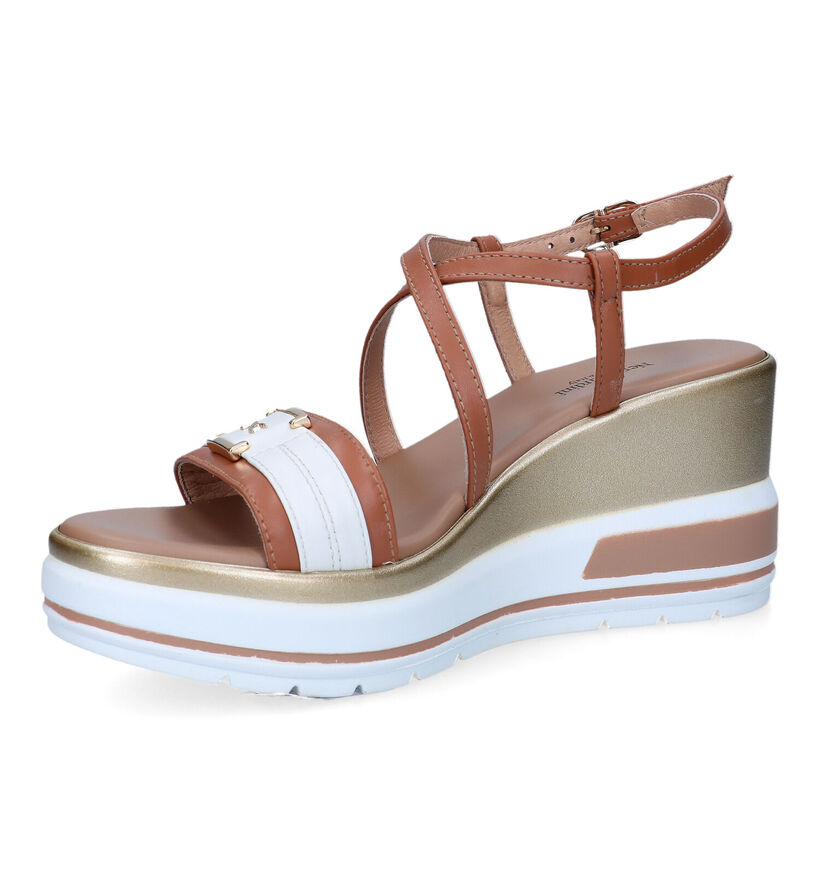 NeroGiardini Cognac Sandalen met Sleehak voor dames (322708)