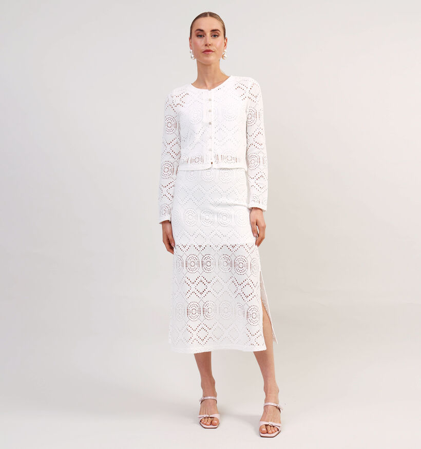 Pieces Sonnie Lace Witte Midirok voor dames (352454)