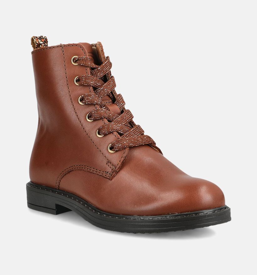 FR by Romagnoli Boots &agrave; lacets en Cognac pour filles (379003) - pour semelles orthop&eacute;diques