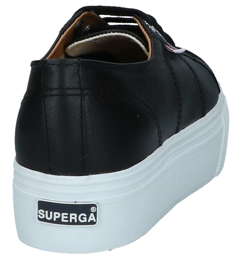 Superga Zwarte Sneakers met Dikke Zolen in leer (231611)