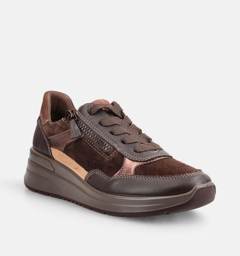 Ara Garda Donkerbruine Schoenen met Veter en Rits voor dames (379996) - geschikt voor steunzolen