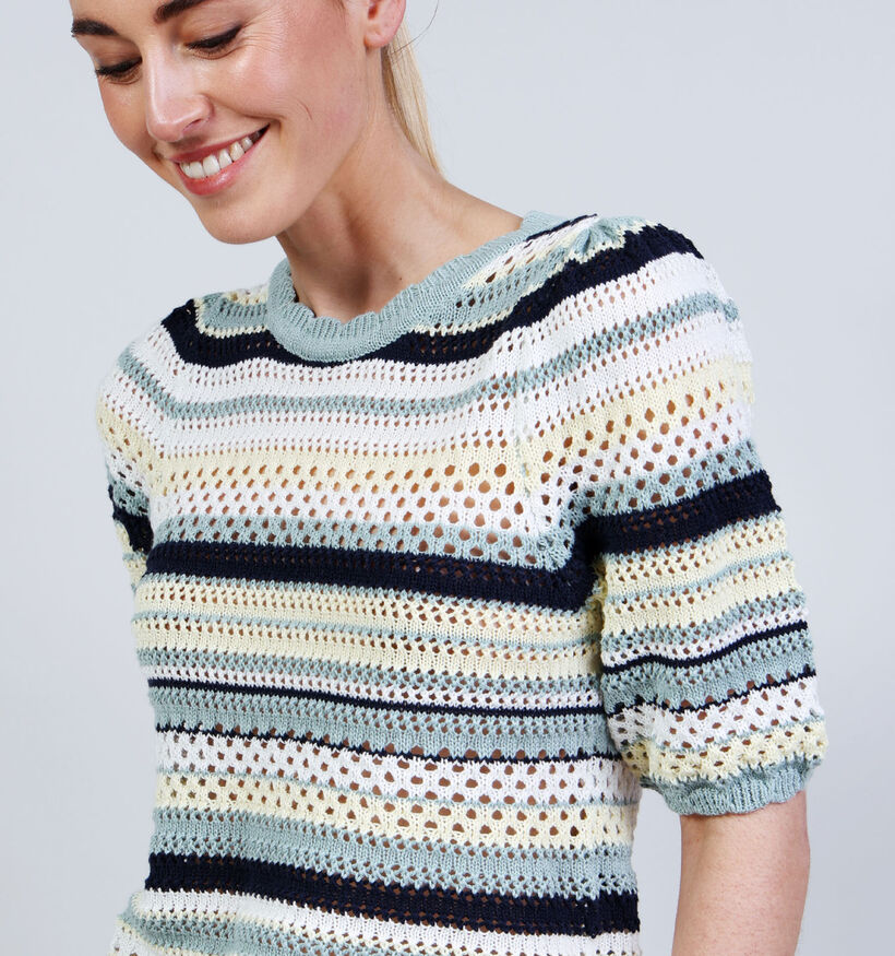 Vila Mina Stripe Knit Groene/Donkerblauwe Trui voor dames (374831)