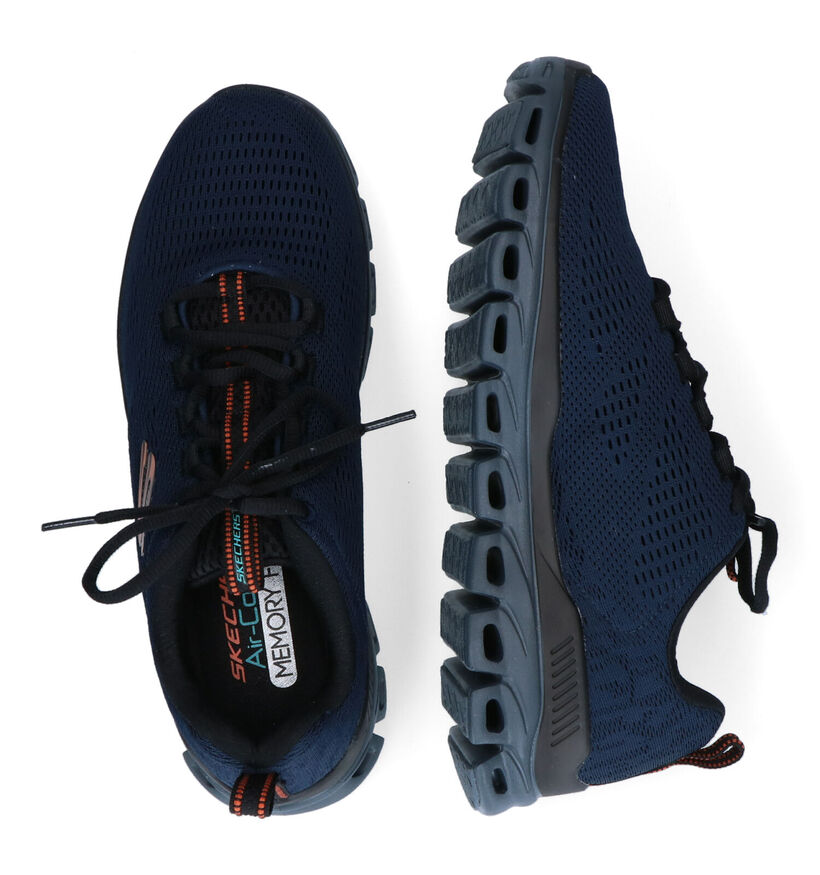 Skechers Glide-Step Baskets en Bleu en textile (295648)