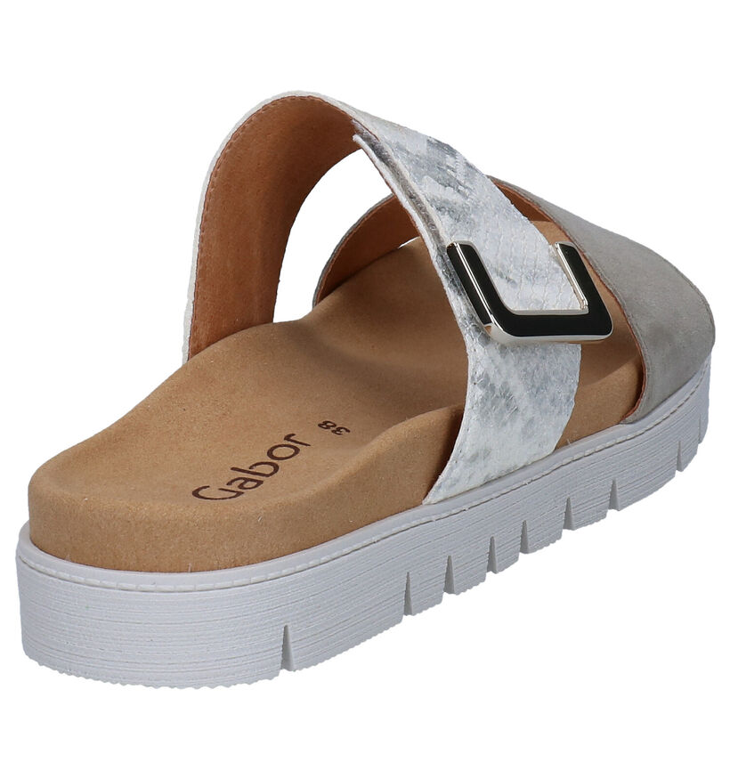 Gabor Best Fitting Taupe Slippers in leer (287925)