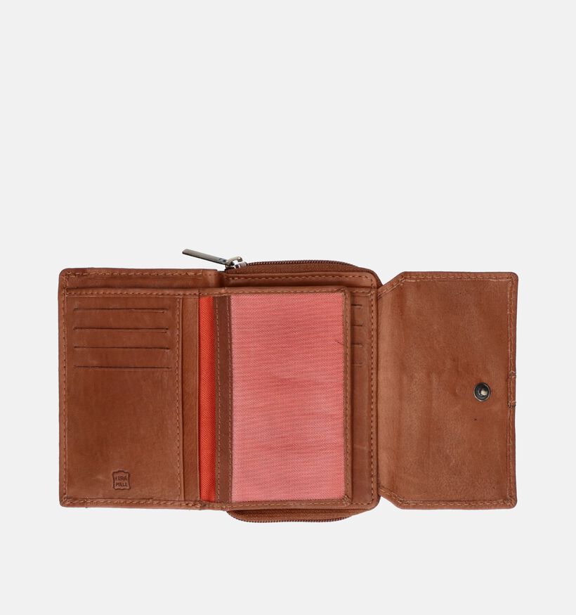 Euro-Leather Porte-monnaies zippé en Cognac pour femmes (365219)