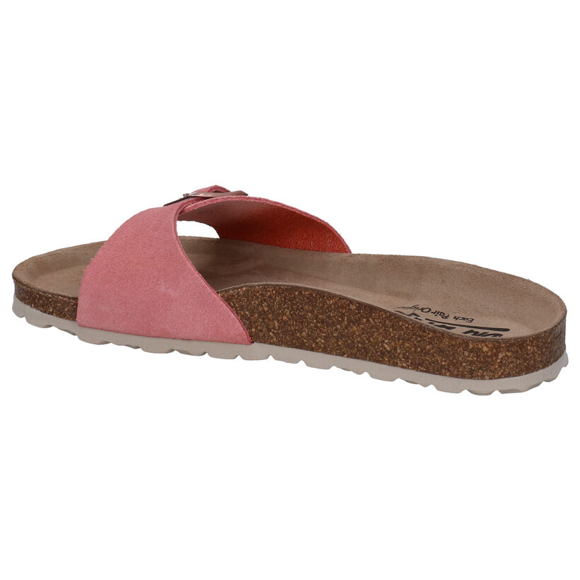 Big Leaf Nu-pieds plates en Rose foncé en nubuck (292594)