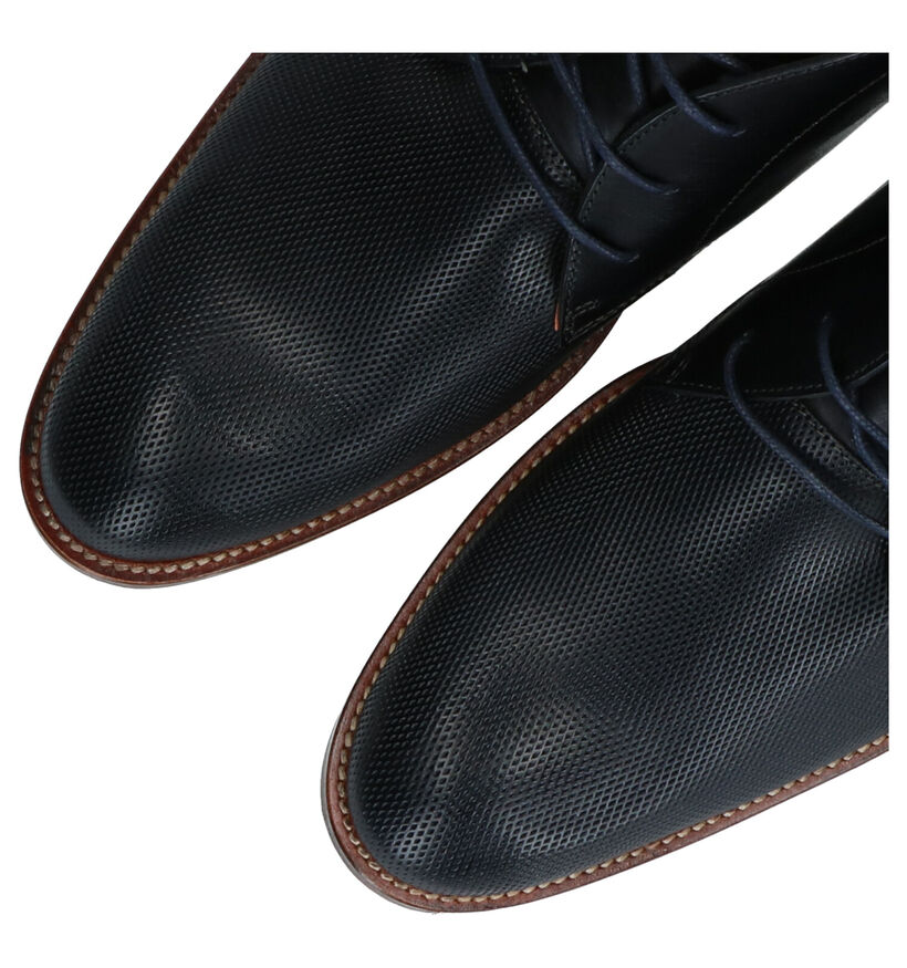 Van Lier Blauwe Geklede Veterbottines in leer (283335)