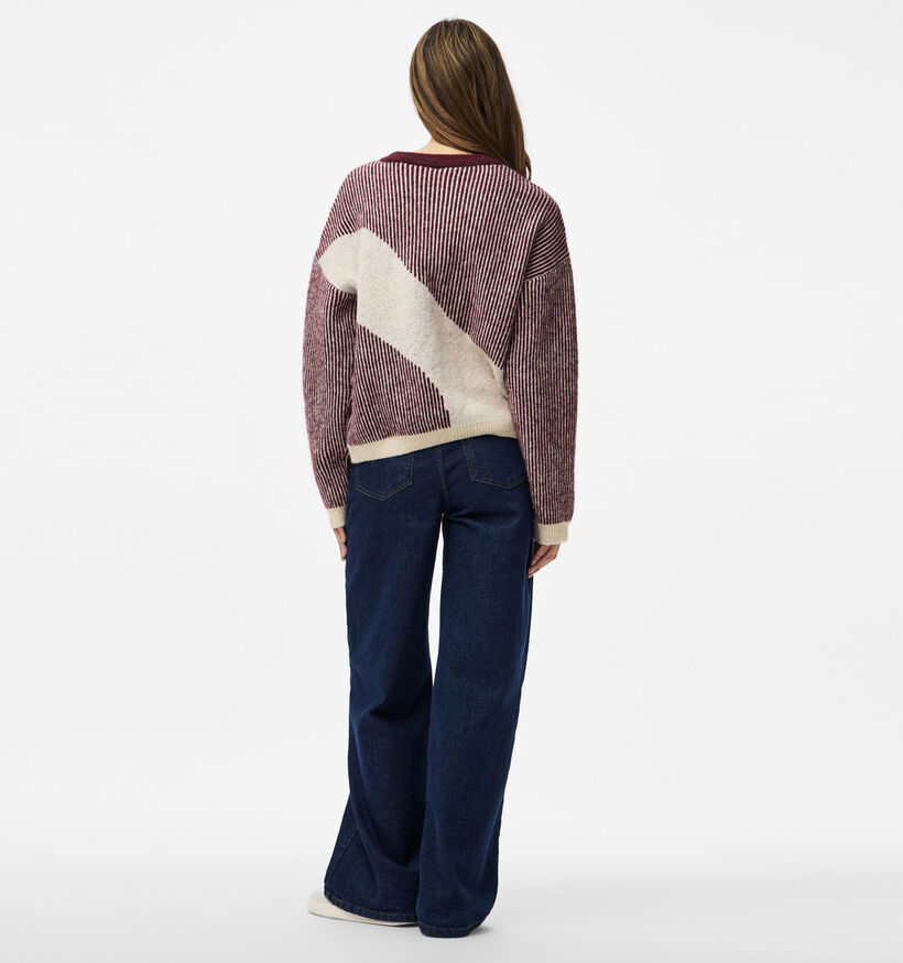 Pieces Linna Knit Grijze Trui Pieces Linna Knit Bordeaux Trui voor dames (361149)