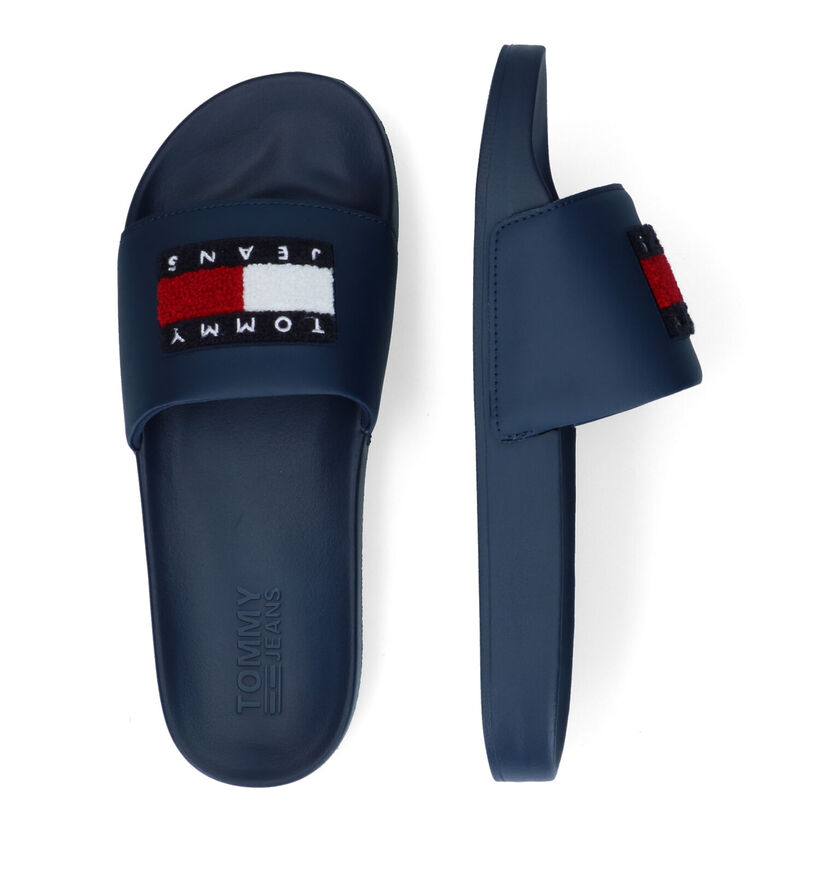 Tommy Hilfiger Towelling Flag Blauwe Slippers in kunststof (300634)