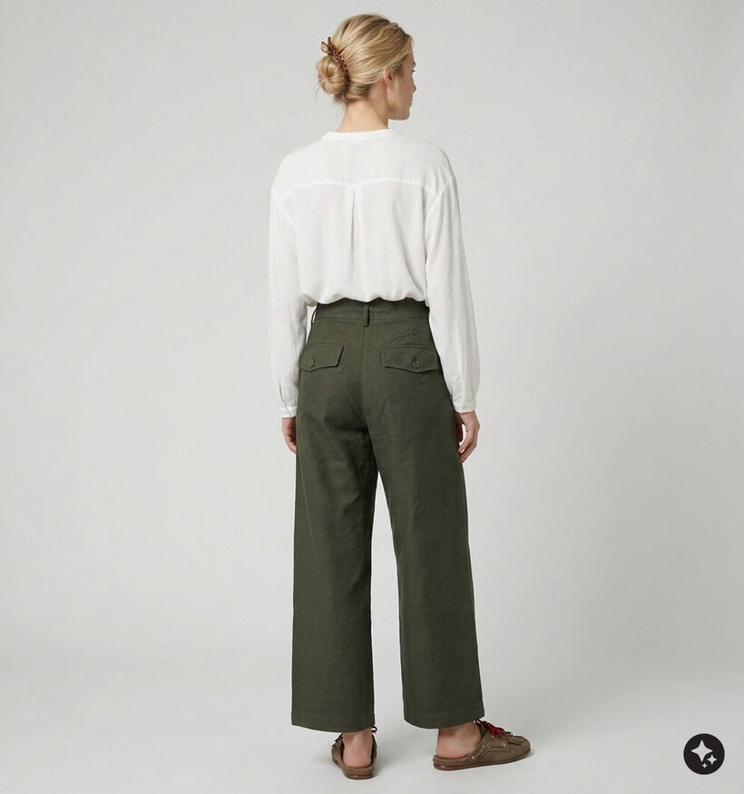 Vero Moda Sofia Barrel Pantalon classique en Vert fonc&eacute; pour femmes (377636)