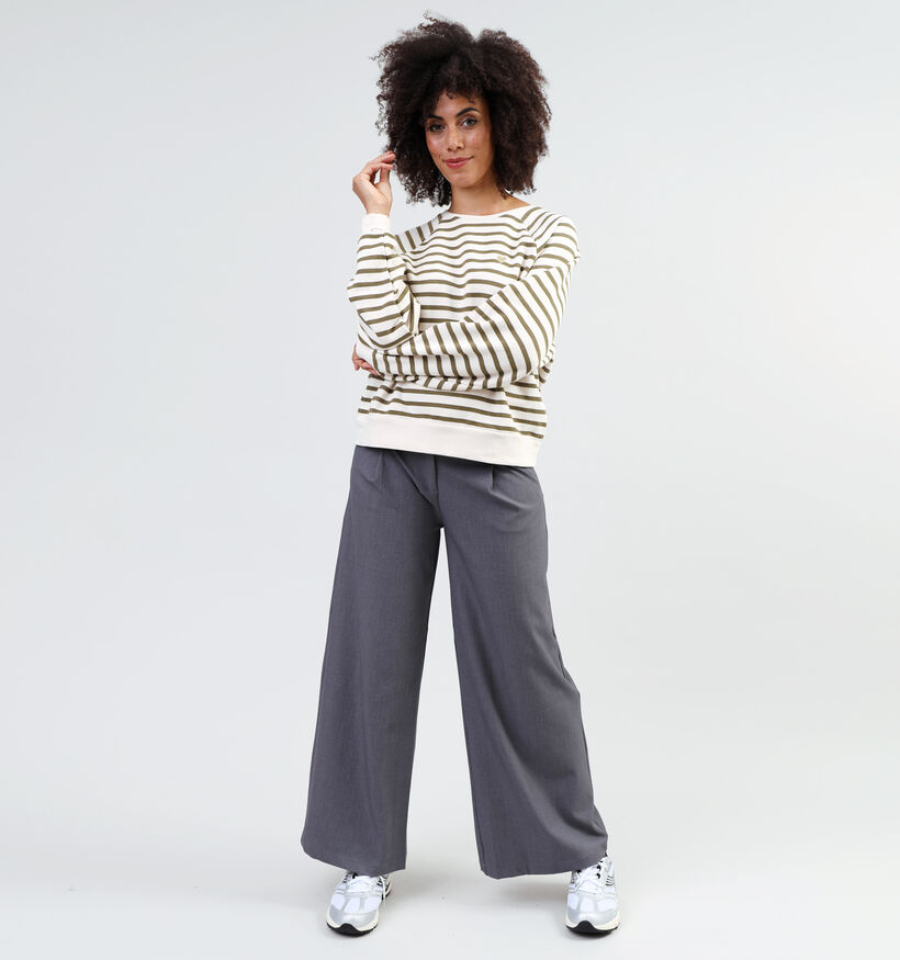 Pieces Greta Witte Gestreepte sweater voor dames (344976)
