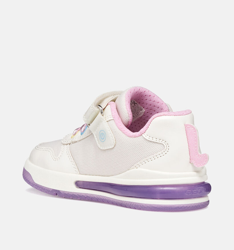 Geox Sketlite Unicorn Witte Sneakers met Lichtjes voor meisjes (370134) - geschikt voor steunzolen
