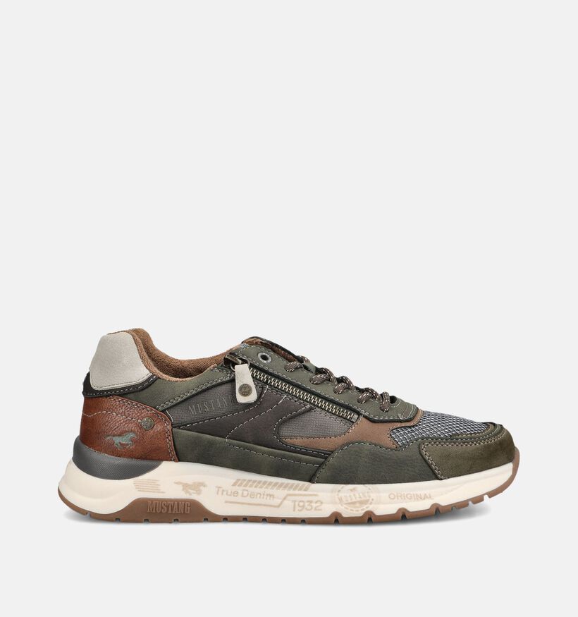 Mustang Kakigroene Schoenen met Veter en Rits voor heren (377349) - geschikt voor steunzolen