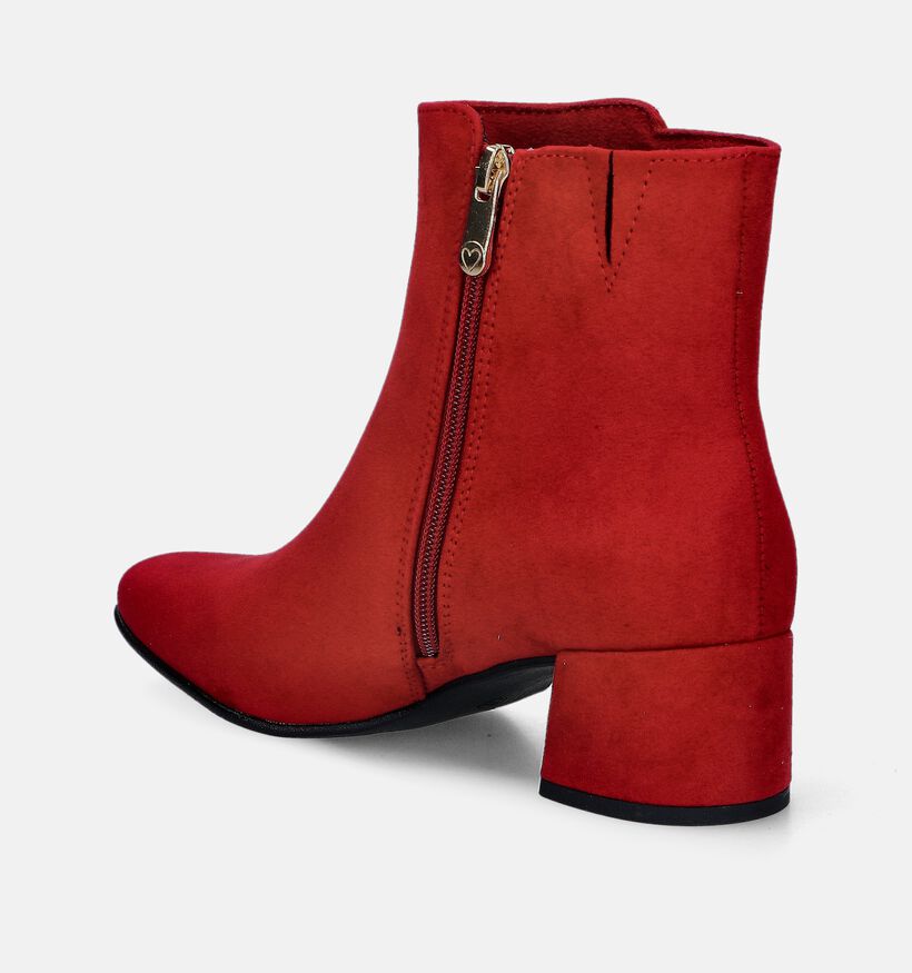 Marco Tozzi Rode Enkellaarsjes met blokhak voor dames (346760)