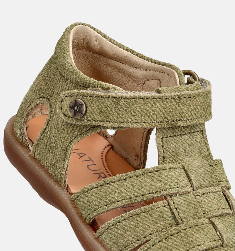 Naturino Zaffiro Suede Groene Babysandalen voor jongens, meisjes (373102)