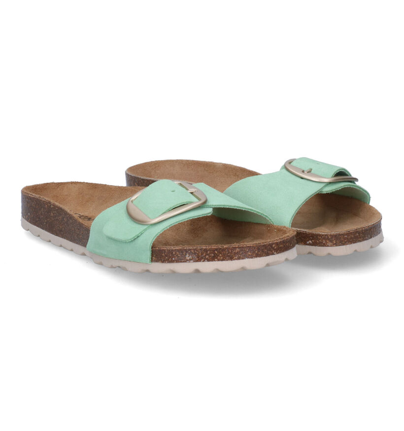 Signatur Groene Slippers in nubuck (307681)