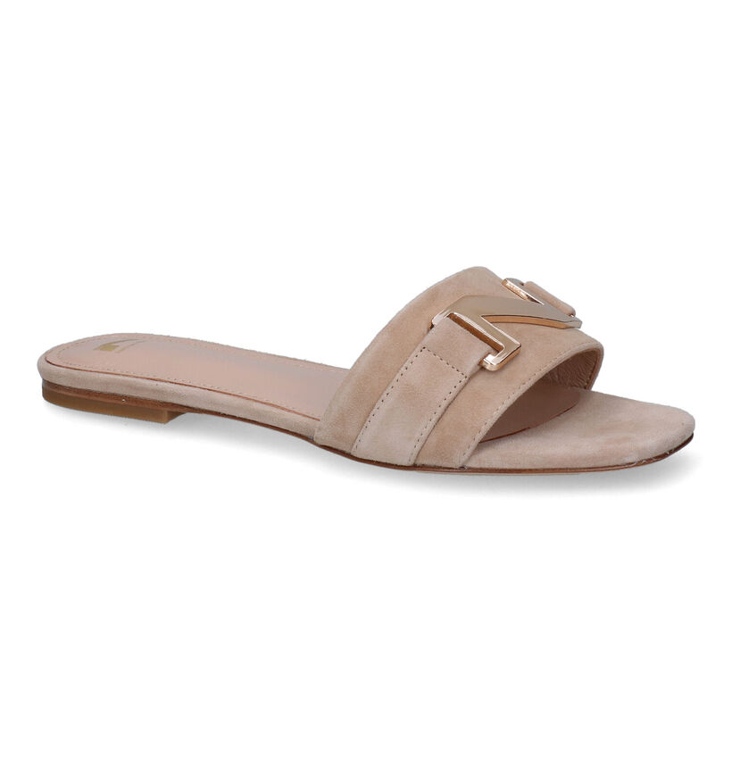 Nathan-Baume Nu-pieds plates en Beige en daim (308382)