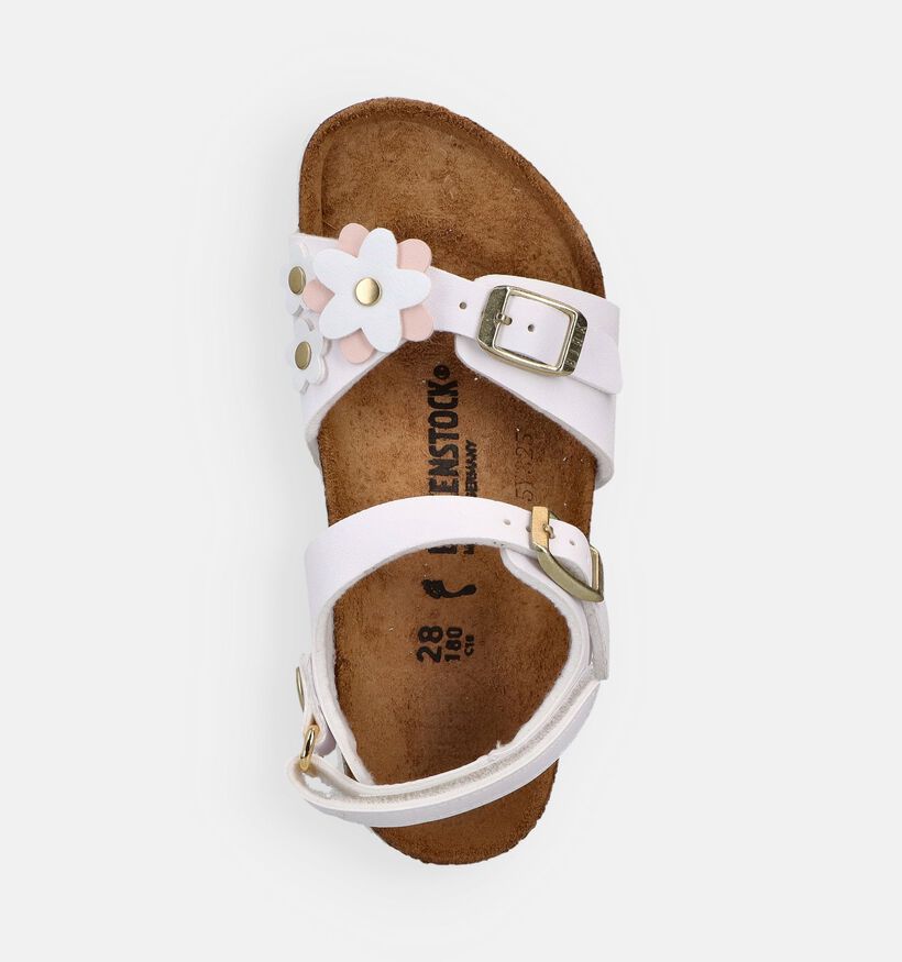 Birkenstock Rio Plain Flowers Sandales en Blanc pour filles (368273)