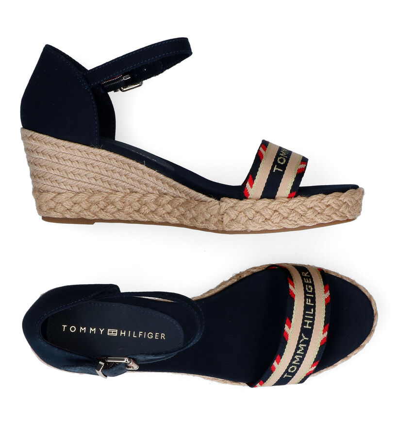 Tommy Hilfiger Corporate Webbing Blauwe Sandalen in stof (304004)