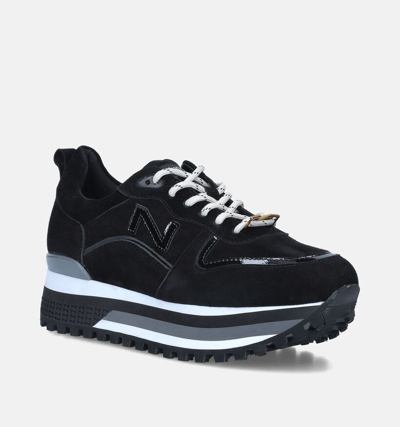 Nathan-Baume Zwarte Platform sneakers voor dames (348016) - geschikt voor steunzolen