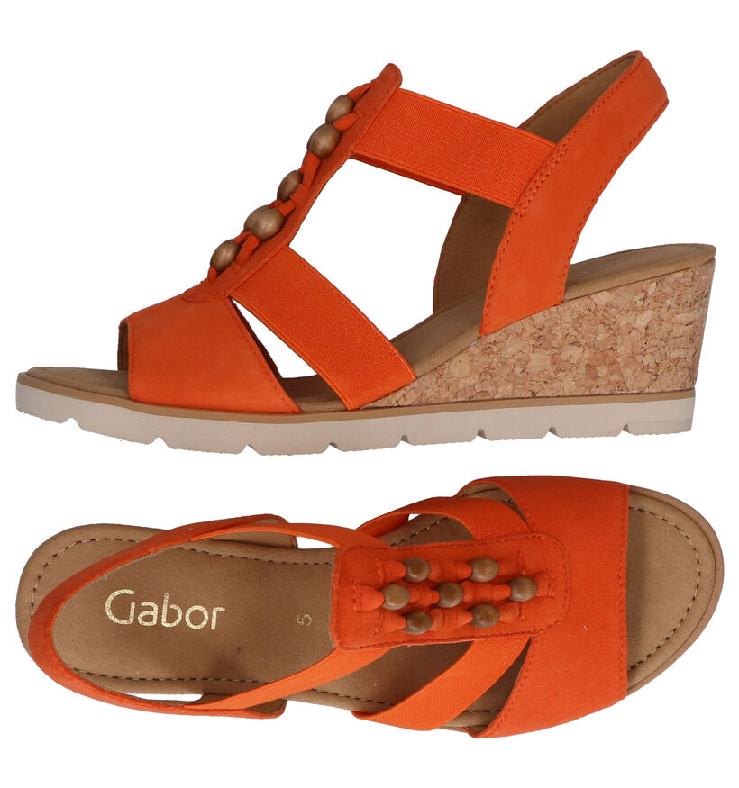 Gabor Sandales compensées en Orange en daim (288045)
