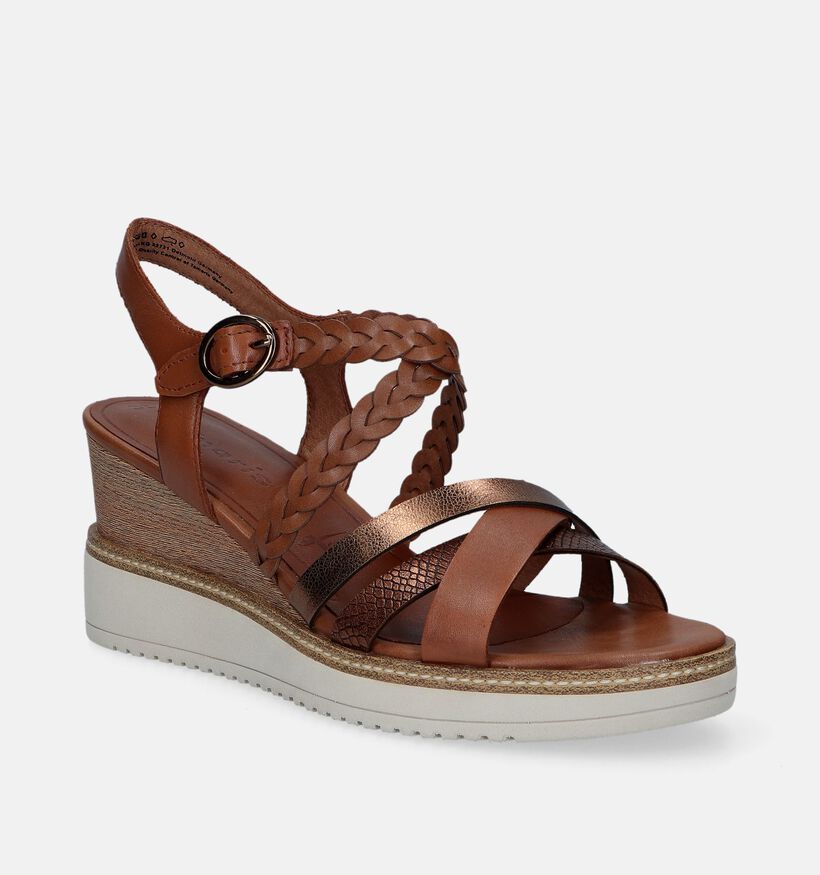 Tamaris Sandales avec talon compensé en Cognac pour femmes (338289)