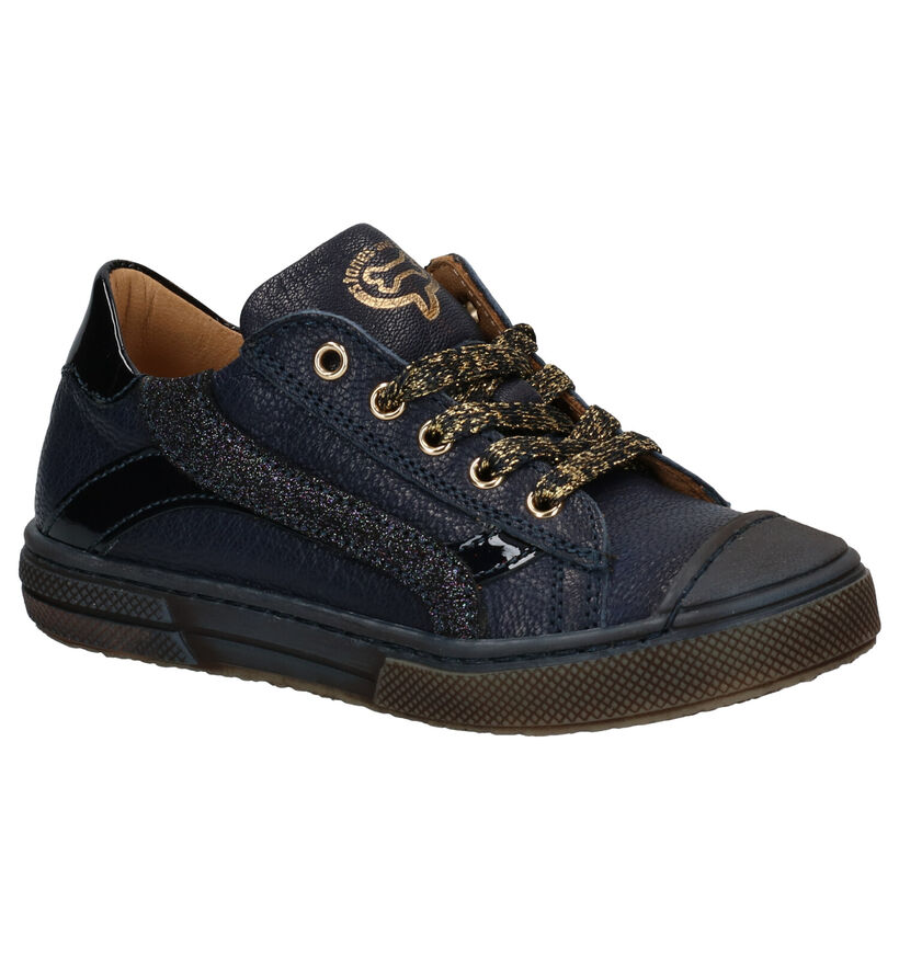 STONES and BONES Maust Chaussures à lacets en Bleu en cuir (280375)