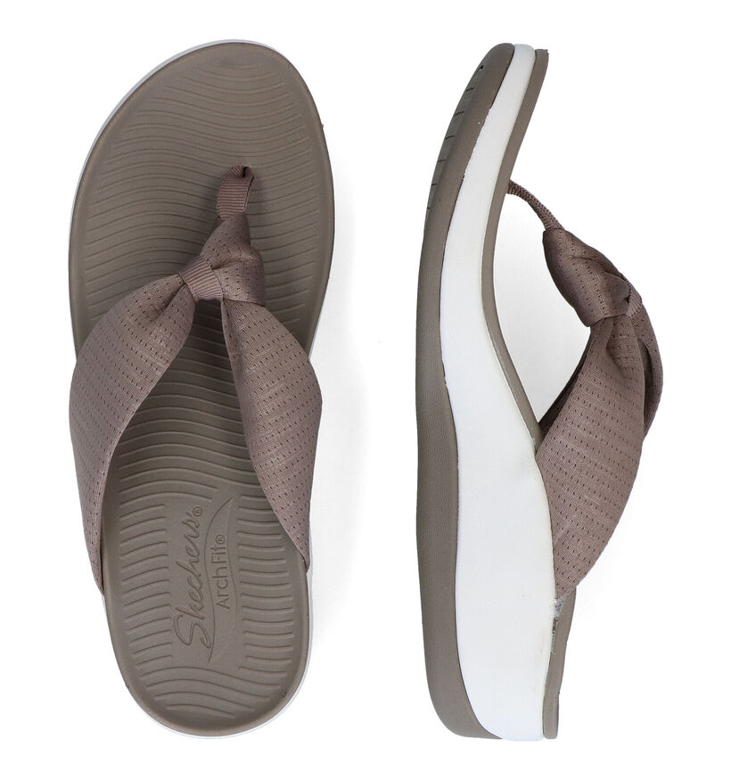 Skechers Arch Fit Sunshine My Life Taupe Teenslippers in stof (305684)