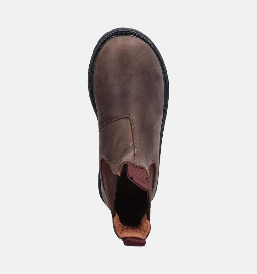 Milo & Mila Bottines Chelsea en Brun fonc&eacute; pour filles (379066)
