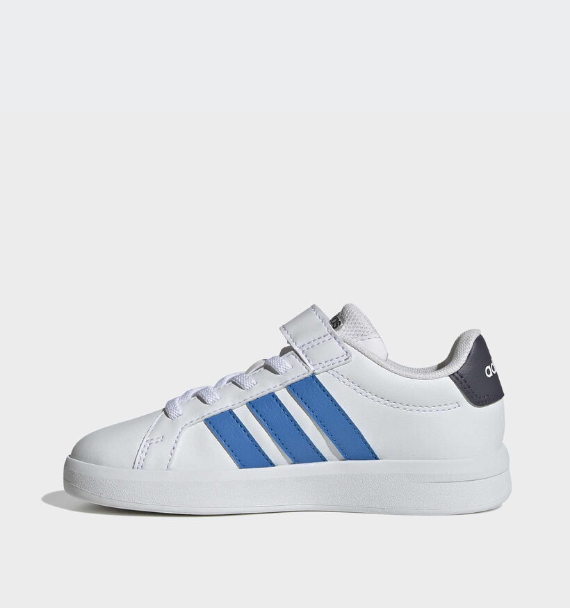 adidas Grand Court 3.0 Baskets en Blanc/Bleu pour gar&ccedil;ons (372774) - pour semelles orthop&eacute;diques